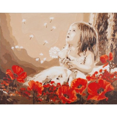 Peinture par Numéros 16x20" : Fille avec Fleurs